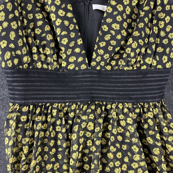 La Maison Talulah Halo Midi Dress Womens Medium Floral V Neck High Low Ditsy - Picture 11 of 16